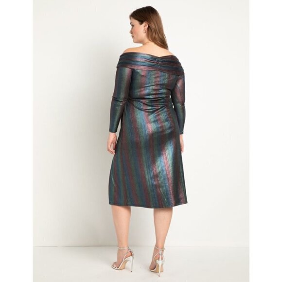 Eloquii Womens Criss Cross Bodice Rainbow Dress Size 20 - Picture 3 of 15